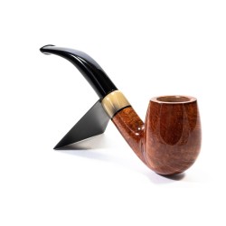 Pipa Chacom Olive Horn Liscia 42 Bent Billiard CH 2423 | Pipeonline