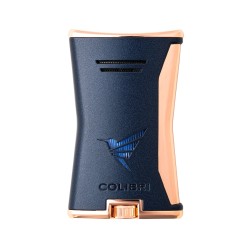 Accendino Jet Flame Colibri Slim Blu Navy Oro Rosa